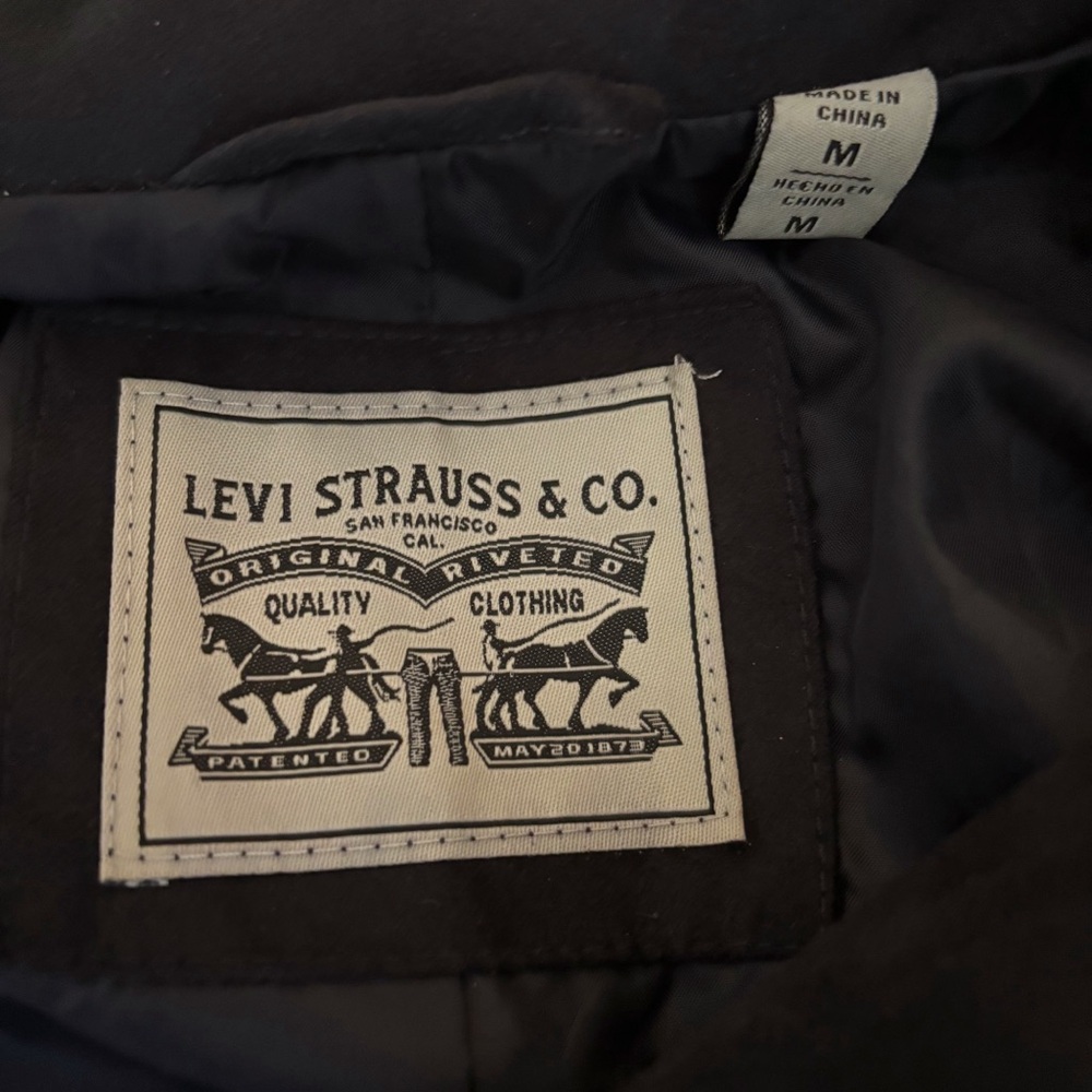 Levi's Cropped Faux Suede Moto Zip Jacket Medium Navy NEW NWT - Picture 9 of 11
